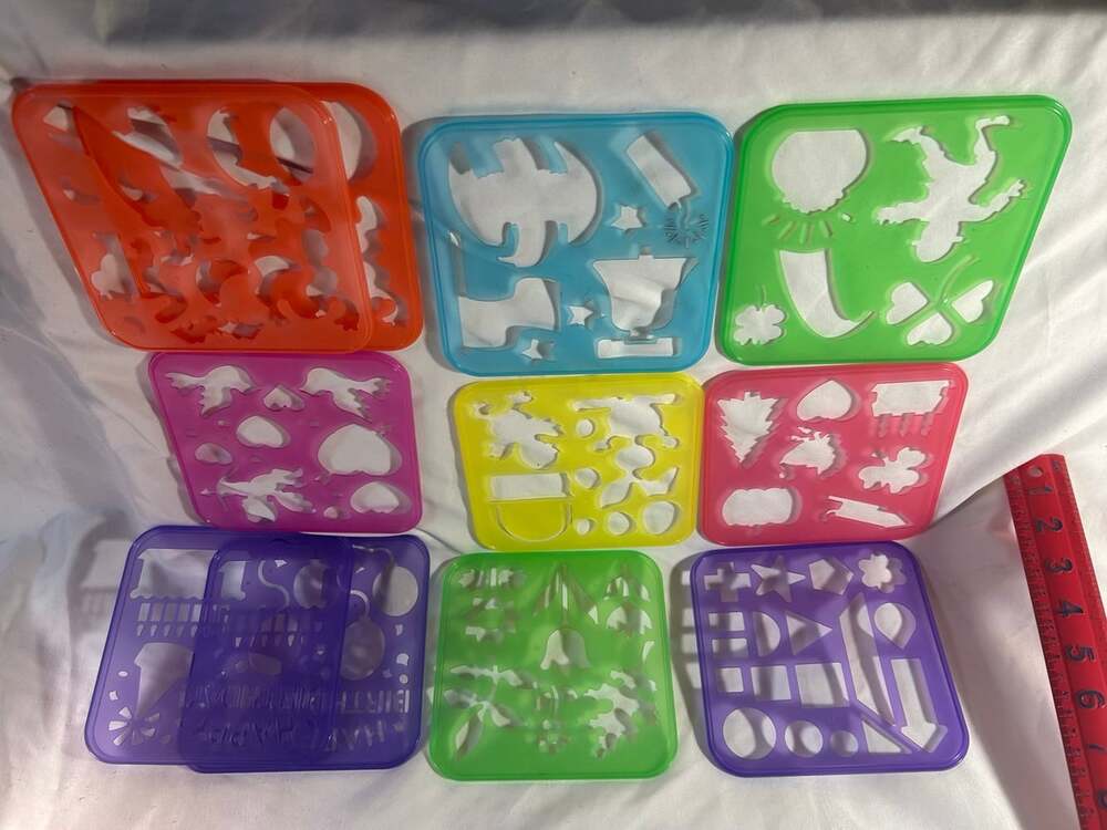 Tupperware Stencils lot of 9 plus 2 extra duplicates holiday, floral and shapes